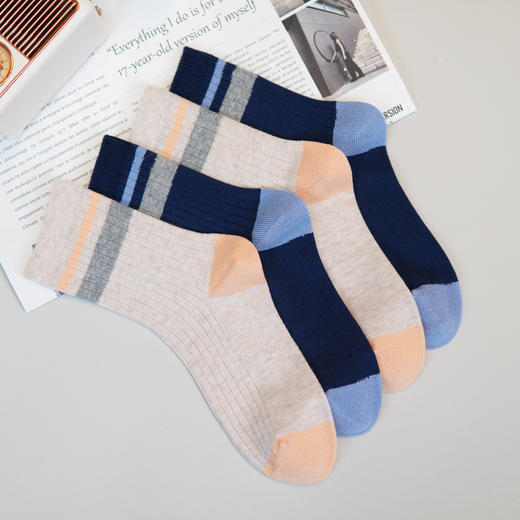 【2双装】【6双6折】大童双针四季棉袜中长筒秋冬袜子儿童棉袜男女童袜【2423207】 商品图0