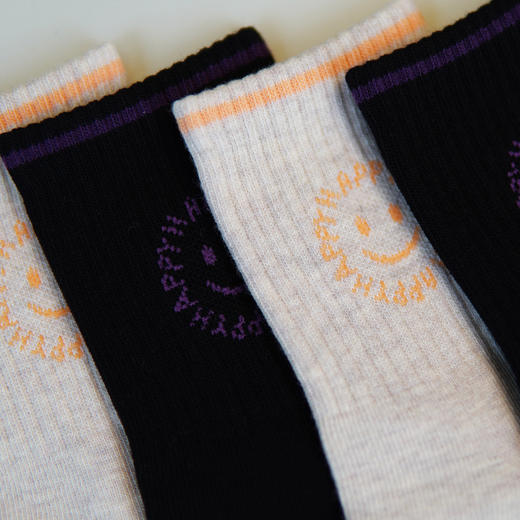 【2双装】【6双6折】大童笑脸时尚袜中长筒学生袜四季棉袜女士棉袜【2423102】 商品图3