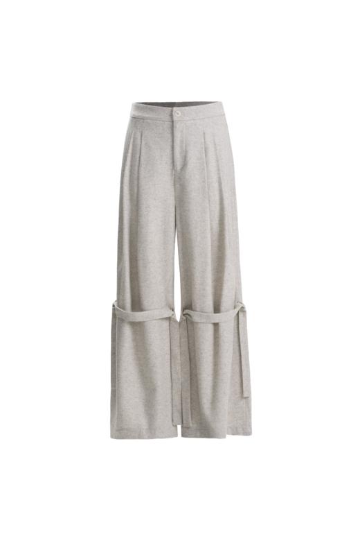 OUTOFLAW 羊毛系带阔腿长裤 - 银灰 商品图0