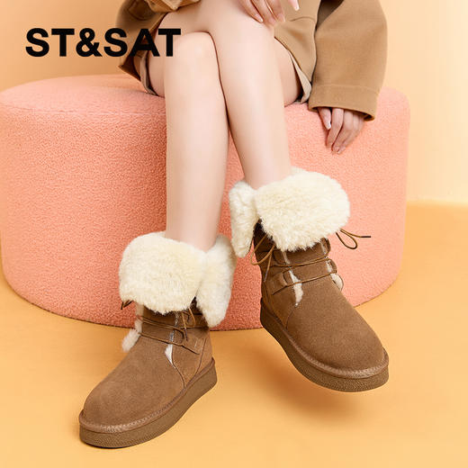 星期六时尚保暖加绒加厚中筒雪地靴SSC4119ESU 商品图0