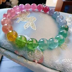 8mm-9mm单圈渐变彩虹碧玺手串