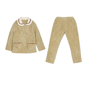 都市丽人女士加厚夹棉套装家居服长袖长裤法兰绒夹棉秋冬睡衣LHT1H4