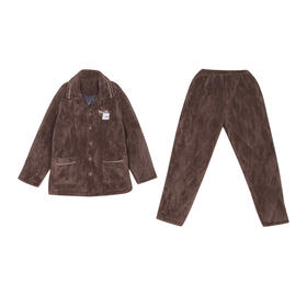 都市丽人男士加厚夹棉套装家居服长袖长裤法兰绒夹棉秋冬睡衣FHT1B7