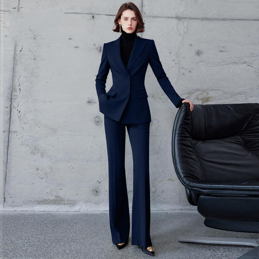 IWY/藏青色阔腿裤羊毛西装套装女英伦风酒店职业西装套装律师工作服CP2142 商品图0