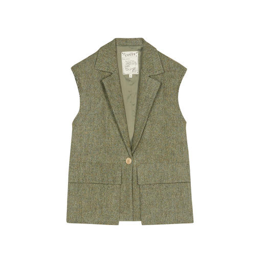 谜底西装马甲2025春季新品时髦通勤宽松100绵羊毛马夹女251MM0002 商品图4