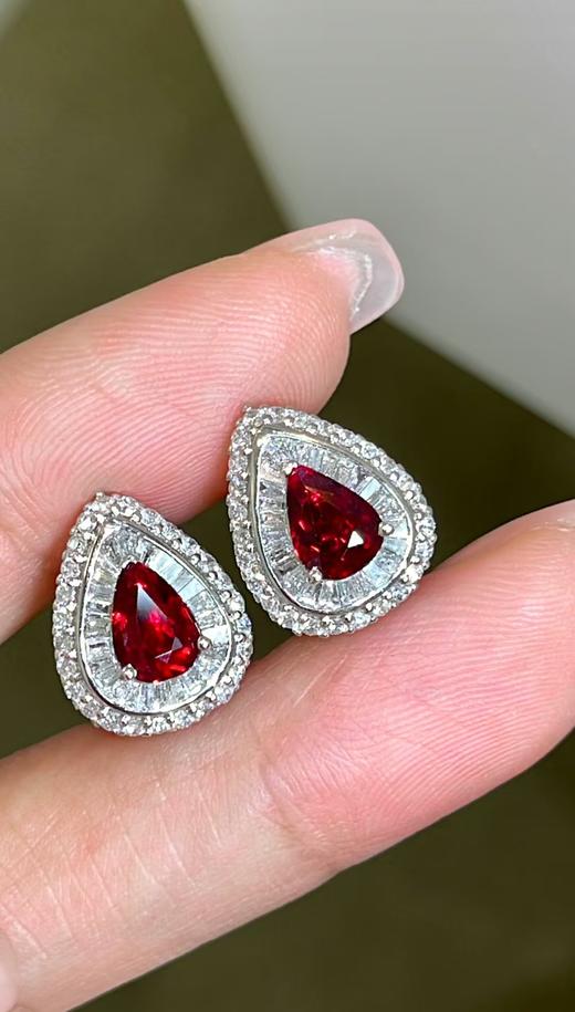 2.02ct刻面红宝石耳钉 商品图0