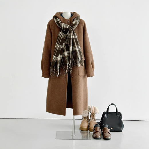 【电影胶片】2024秋冬氛围感时尚百搭棕色复古设计师韩系毛呢大衣外套！ 商品图4