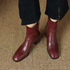 【预售5天】复古粗跟短靴气质拼接，飞织瘦瘦靴百搭马丁女靴LD&6917 商品缩略图0