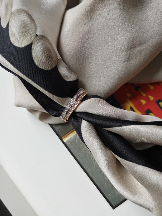 LHWINDSOR 原创半钻戒指半钻半链生命相伴戒指金银双色 商品图4