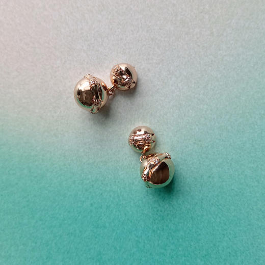 LHWINDSOR 原创设计悬浮球体竹节耳环大小半剖星球耳环 商品图3