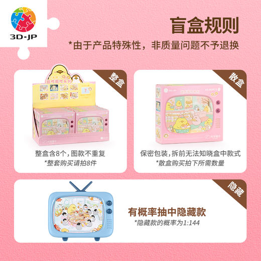 【折扣商品 不退不换】80片盲盒拼图 塑料拼图Q1087 吃货鸡仔-逛吃逛吃系列 商品图1