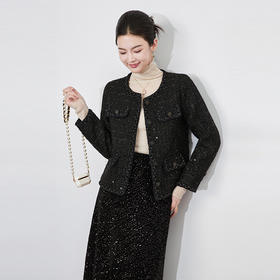 【高货wl】全新升级【铂金会员367/天猫499/差价132】(12149) 洛诗琳秋冬编织花边格子扣圆领小香风外套经典箱型短外套