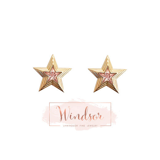LHWINDSOR  星星耳钉复古百搭镶嵌星闪耀耳 商品图1