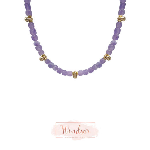 LHWINDSOR 原创设计Zen garden 禅意花园项链灰色紫色简约珠串项链 商品图0