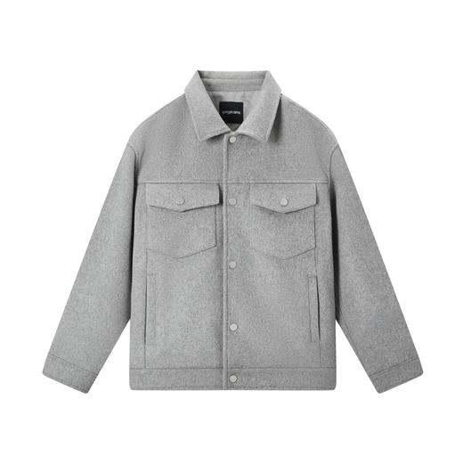 gxg.jeans男装春季热卖黑色翻领工装夹克绵羊毛毛呢夹克外套男JED10600314 商品图4