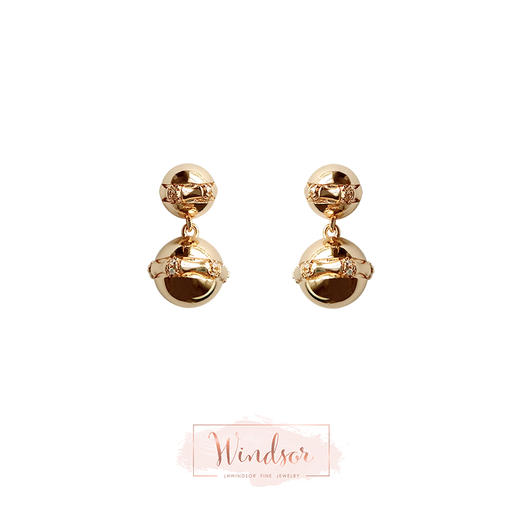 LHWINDSOR 原创设计悬浮球体竹节耳环大小半剖星球耳环 商品图0