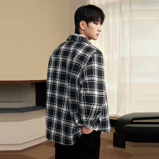 gxgjeans男装  春秋季热卖黑白格衬衣翻领长袖衬衫男JED10308764 商品图2