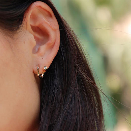 LHWINDSOR 细竹耳语耳钉经典竹节系列耳饰复古金色叠戴饰品 商品图1