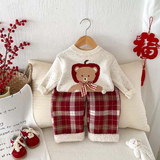 【新年圣诞套装！柔软舒适，贴身保暖】女童毛衣秋冬新款套装 可爱宝宝针织套头上衣 婴幼儿童秋装打底衫-QQ 商品图2