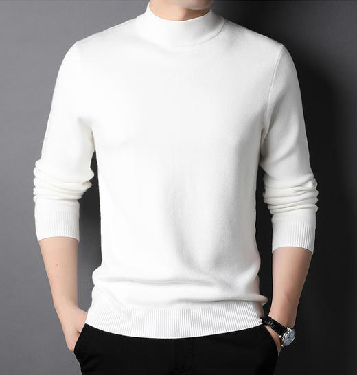 半身缘男装 秋冬贴身半高领保暖针织打底内搭毛衫08602 商品图2