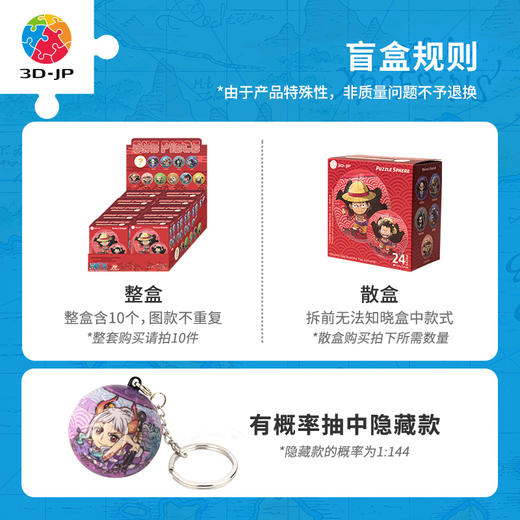 【折扣商品 不退不换】24片 盲盒钥匙扣拼图 塑料拼图A3625 One Piece-鬼之岛系列 商品图2