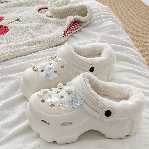 【美爆了❗️蝴蝶加绒洞洞鞋】又好看又暖，真的炒鸡爱❗️新款EVA女冬天外穿可爱小个子增高保暖DIY棉鞋 商品图1