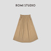 ROMI STUDIO春夏必备 百搭纯色抽绳中长款卡其色A字工装裙Q3124 商品缩略图0