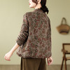 雀说新款民族风文艺范素凡卡棉衣森女系提花单排扣夹棉外套AL039-6378 商品缩略图2