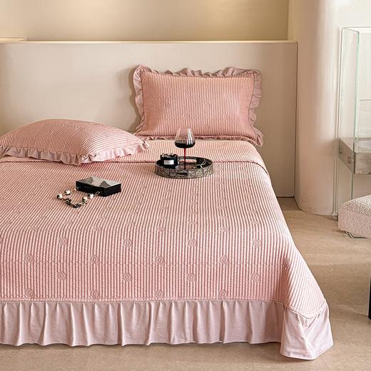 纯色花边夹棉床盖三件套单件家用双人软褥床垫子四季通用加厚床单 商品图1