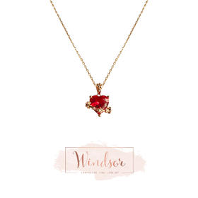 LHWINDSOR 原创设计ins风爱心星球项链红色闪耀圆钻项链