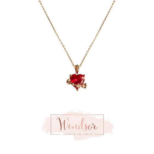 LHWINDSOR 原创设计ins风爱心星球项链红色闪耀圆钻项链 商品图0