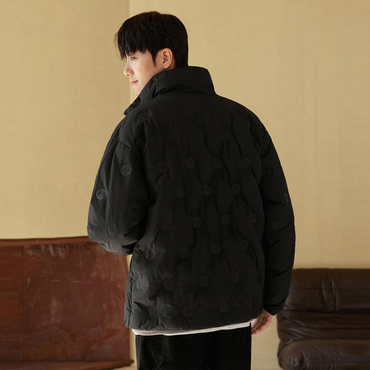 gxgjeans男装冬季羽绒服青年男立领短款时尚压花羽绒服 商品图2