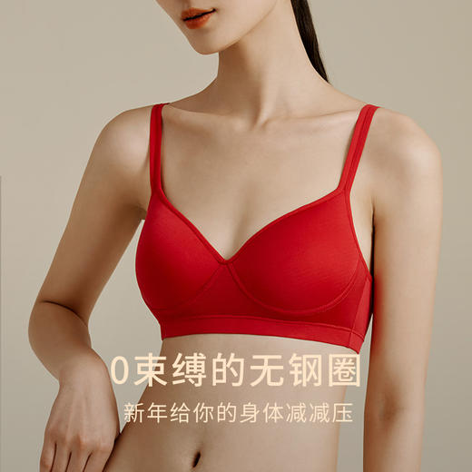 金三塔 100%桑蚕丝女士基础文胸内裤红色新年礼盒装 商品图2
