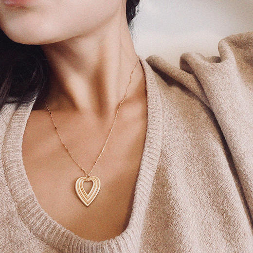 LHWINDSOR 复古磨砂金心形多层多戴法耳环（送项链） 商品图2