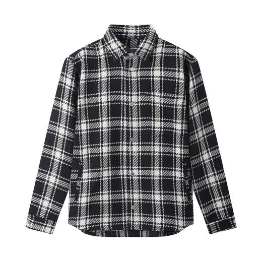 gxgjeans男装  春秋季热卖黑白格衬衣翻领长袖衬衫男JED10308764 商品图4