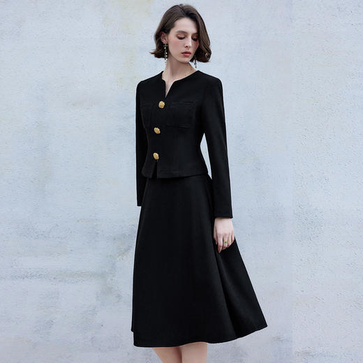 IWY/新款气质黑色长袖西装半裙两件套气质修身职业裙装工作服CS2130 商品图3