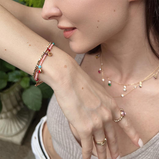 LHWINDSOR  原创设计粉色棉花糖珠串手链多巴胺色系彩色 商品图1