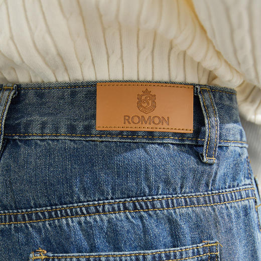 罗蒙女士牛仔裤百搭休闲舒适大众日常直筒裤遮肉显瘦女简约长裤 商品图4