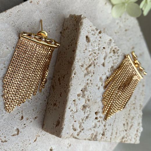 LHWINDSOR 原创设计竹节流苏耳环流苏可拆卸耳饰 商品图1