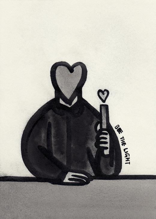 纸本水墨｜心心之火_没有光的时候 不要成为黑暗 自己成为光吧 照亮身边一切 商品图0