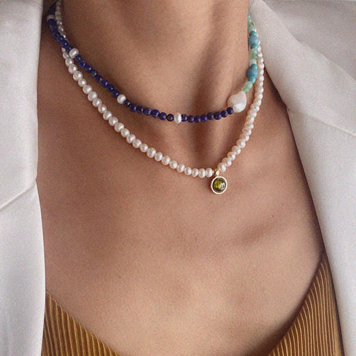 LHWINDSORglacier冰川项链原创设计松石珍珠颈链手工串珠颈链 商品图3