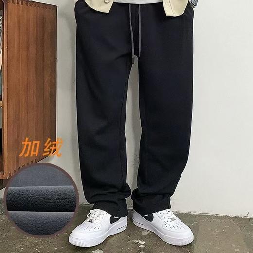 徐太浪黑色阔腿百搭直筒休闲裤男新款宽松纯色大码长裤 商品图2