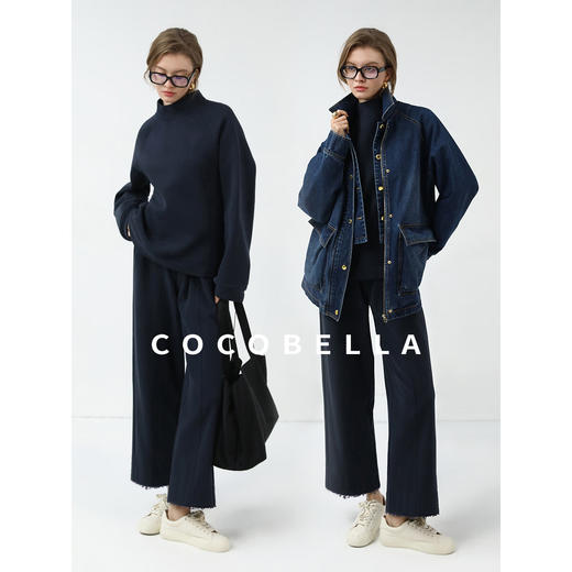 COCOBELLA简约休闲半高领卫衣25秋柔软舒适磨毛保暖外套SE3013-2 商品图3