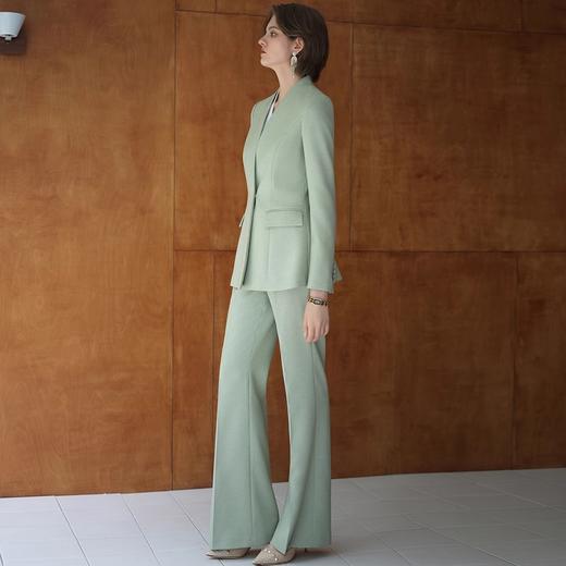 IWY/职场套装女绿色加厚西装外套无领中长款显瘦职业装气质阔腿裤装CP2182 商品图2