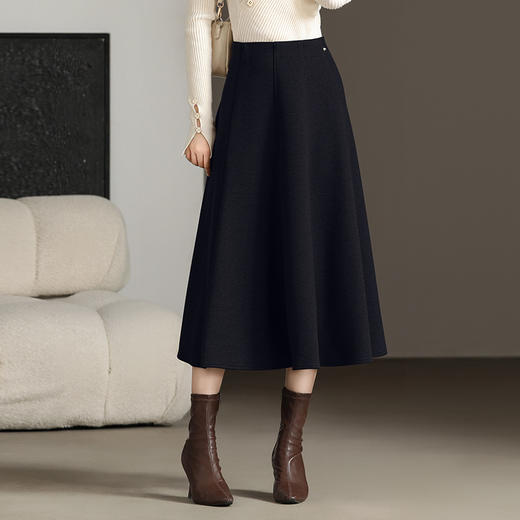 羊毛裙秋冬季新款，高腰显瘦中长款半身裙YGLR7073 商品图2