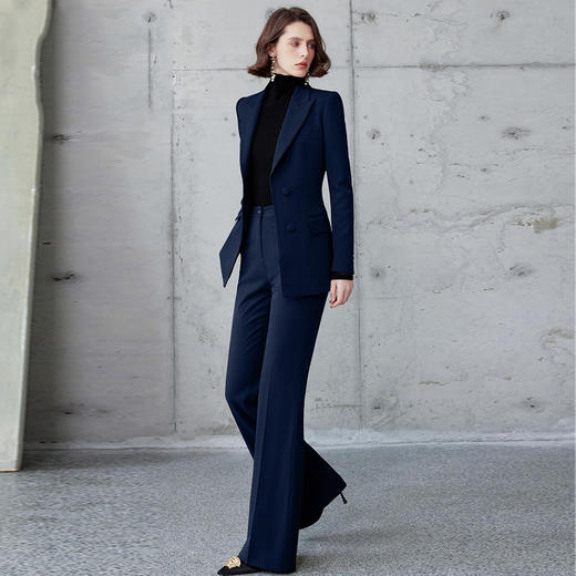IWY/藏青色阔腿裤羊毛西装套装女英伦风酒店职业西装套装律师工作服CP2142 商品图1