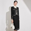 IWY/黑色织带拼色圆领小香风西装半裙套装气质时尚干练两件套职场工装 1024CS047 商品缩略图2