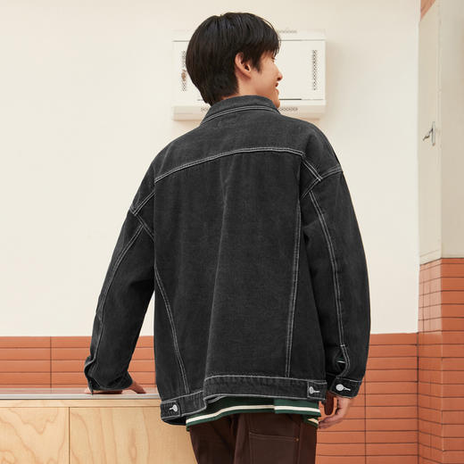 gxgjeans男装秋季夹克 水洗翻领宽松复古夹克牛仔外套男 商品图2