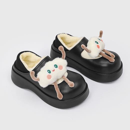 【超可爱❗️带配饰加绒洞洞鞋】足下“暖宝宝”，包跟好暖好舒服❗️拖鞋冬季新款包跟厚底踩屎感保暖棉拖女棉鞋 商品图2