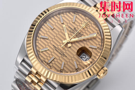 C厂劳力士日志型41mm 间金格棱纹 3235机 五珠链 904L钢 男士腕表 商品图1